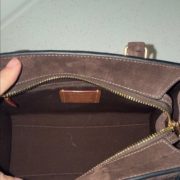 Coach Dark Brown Crocodile Embossed Maggie Tote - Picture 4 of 5